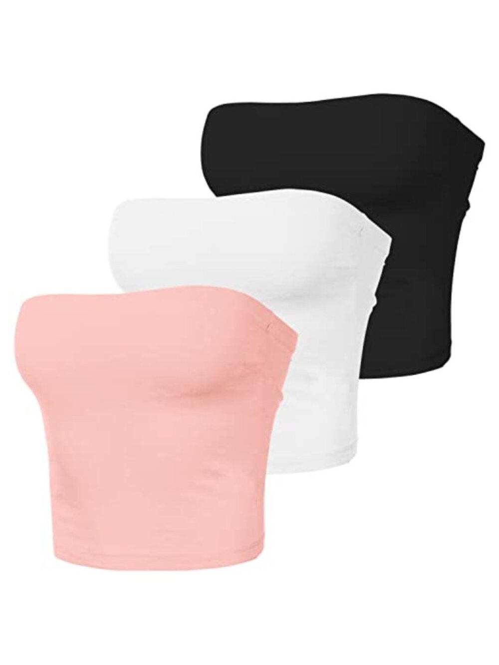 3 Pack Strapless Cotton Tube Tops Women Sexy Crop Stretch Camisole Bandeau